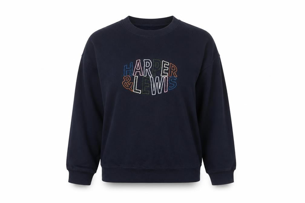 Front view of Harper & Lewis Women's Blue Cotton Crew Neck Sweatshirt L