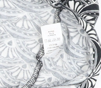 Next Womens Black Geometric V-Neck Tunic Top Size 10 Short Sleeve