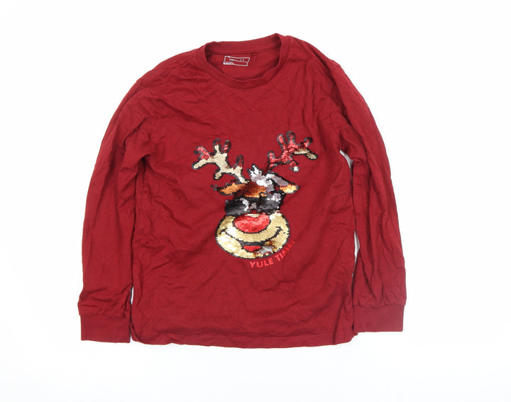 Next Girls Red Sequin Reindeer Christmas Long Sleeve T-Shirt 11-12 Years