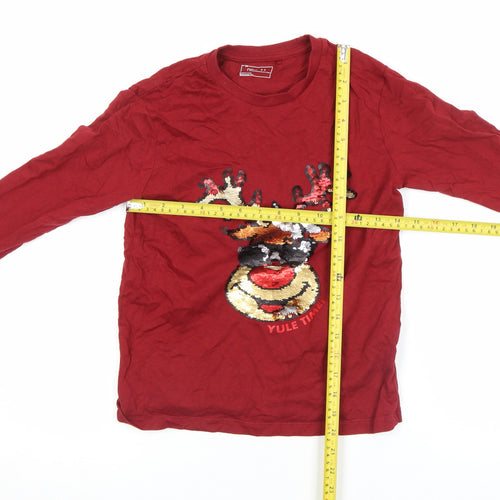Next Girls Red Sequin Reindeer Christmas Long Sleeve T-Shirt 11-12 Years