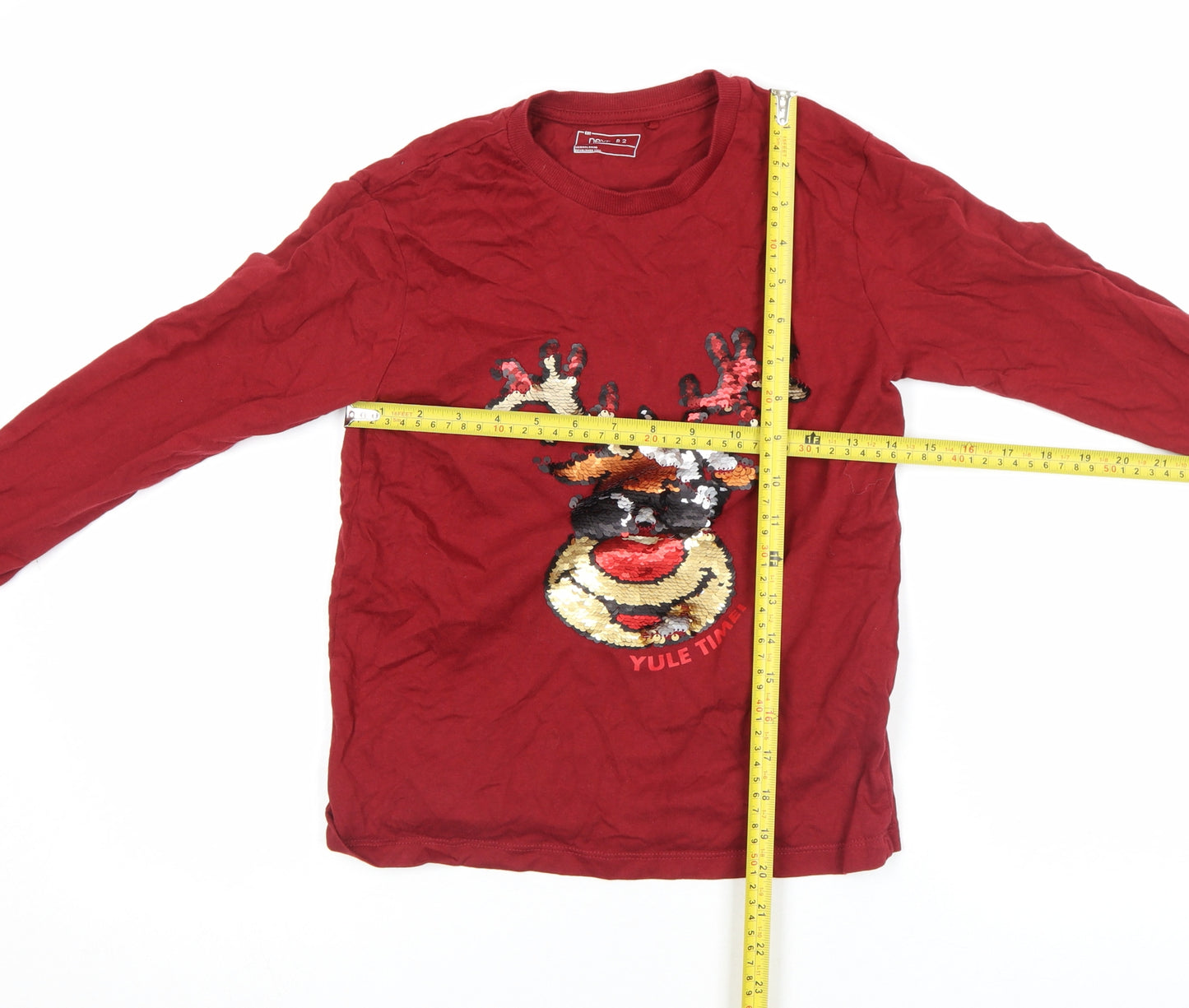 Next Girls Red Sequin Reindeer Christmas Long Sleeve T-Shirt 11-12 Years