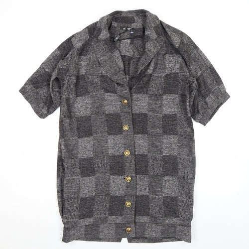 Oli Fusion by PPQ Women's Grey Check Short Sleeve Waistcoat UK 10