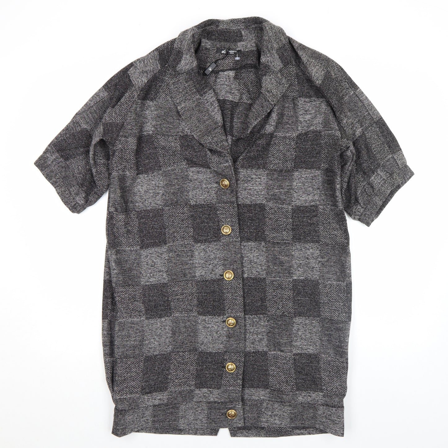 Oli Fusion by PPQ Women's Grey Check Short Sleeve Waistcoat UK 10