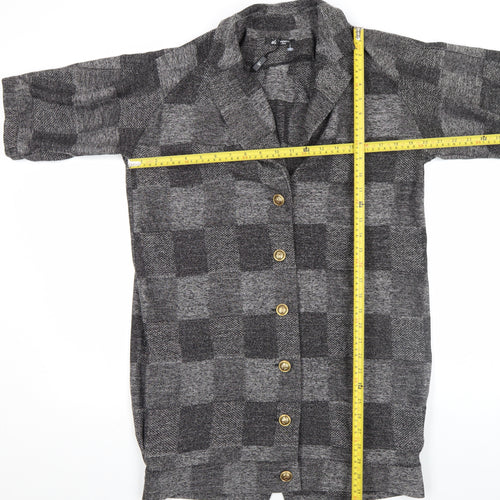 Oli Fusion by PPQ Women's Grey Check Short Sleeve Waistcoat UK 10