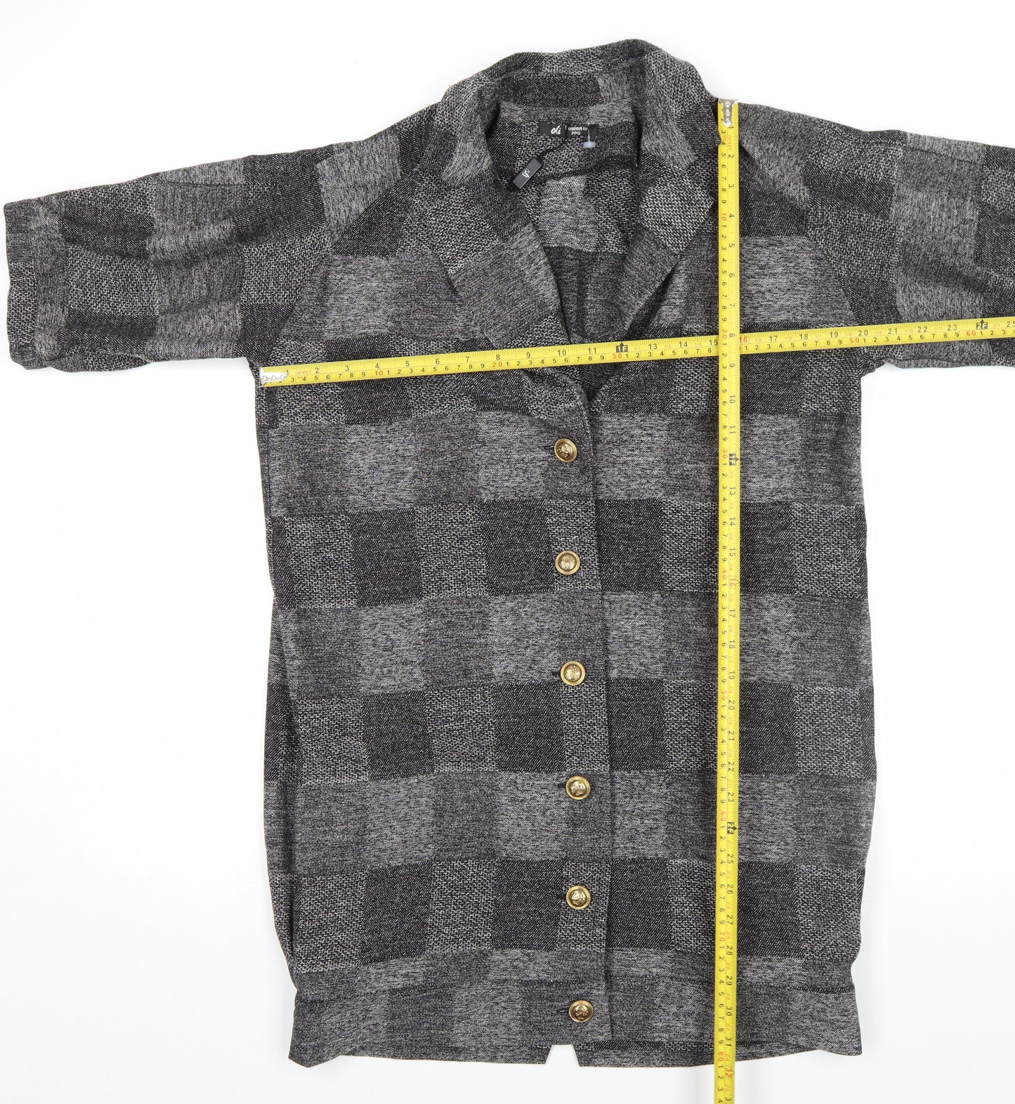 Oli Fusion by PPQ Women's Grey Check Short Sleeve Waistcoat UK 10
