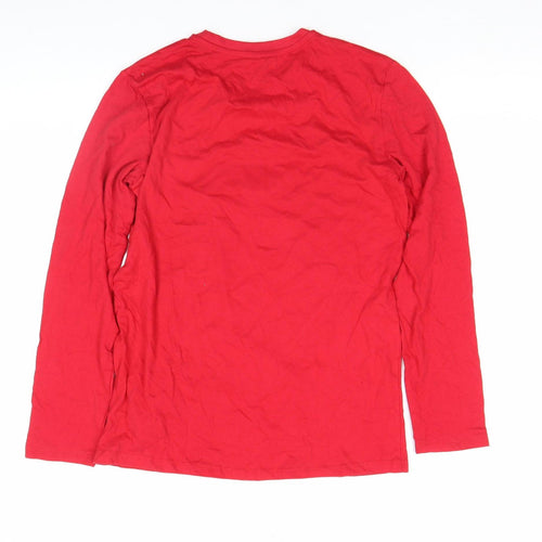 George Womens Red Christmas Santa Long Sleeve Cotton T-Shirt Size 10
