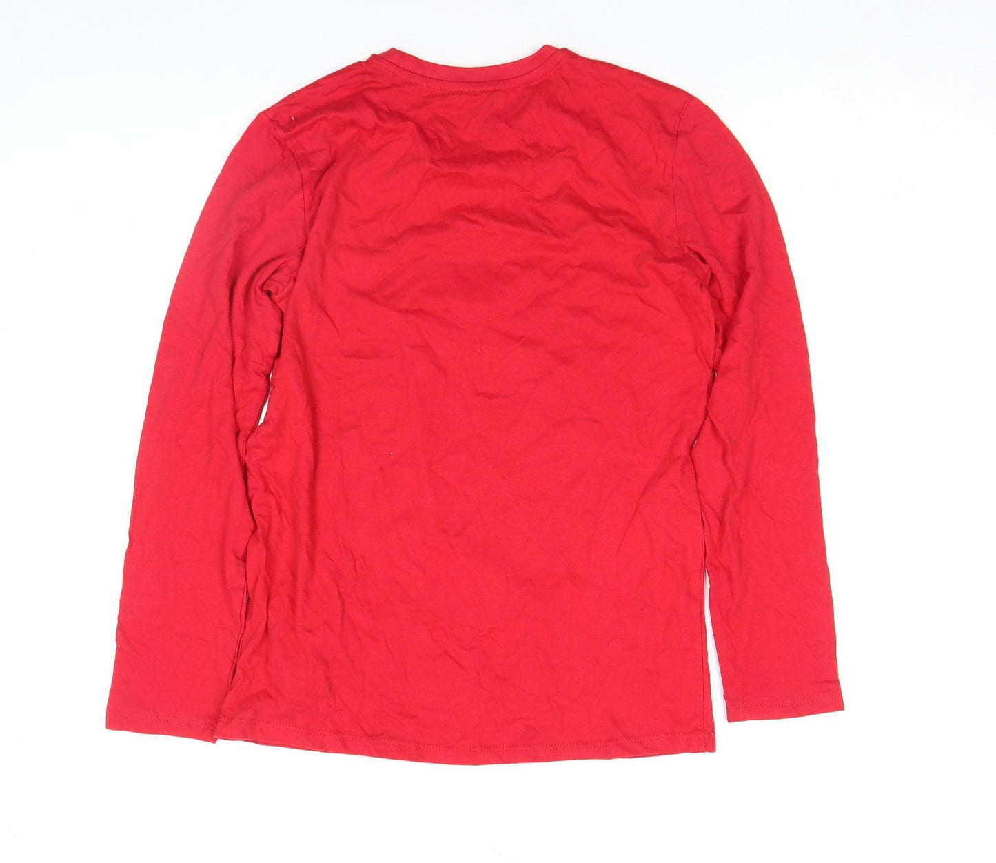 George Womens Red Christmas Santa Long Sleeve Cotton T-Shirt Size 10