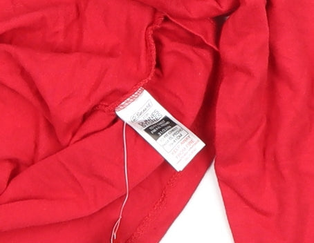George Womens Red Christmas Santa Long Sleeve Cotton T-Shirt Size 10
