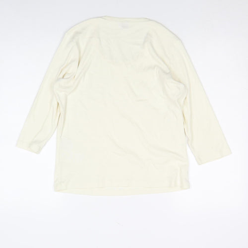 Olsen Women's Ivory Cotton 3/4 Sleeve Scoop Neck T-Shirt Size 14
