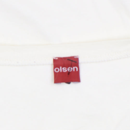 Olsen Women's Ivory Cotton 3/4 Sleeve Scoop Neck T-Shirt Size 14
