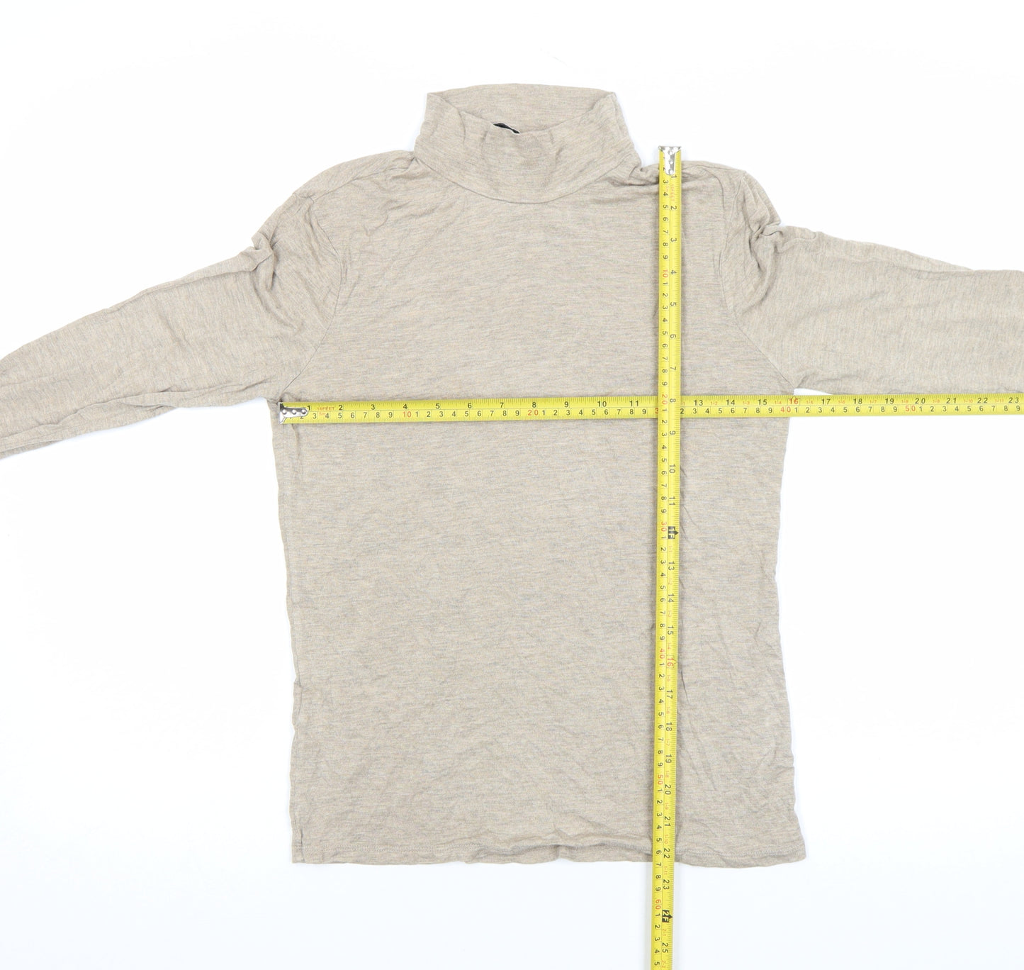 MNG Womens Beige Long Sleeve Roll Neck Jersey Top Size L