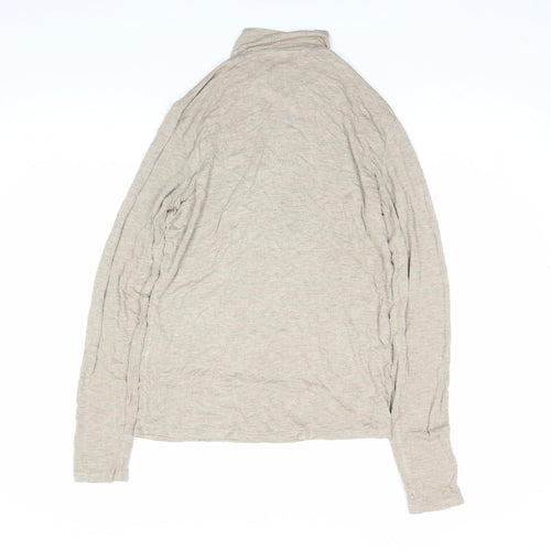 MNG Womens Beige Long Sleeve Roll Neck Jersey Top Size L