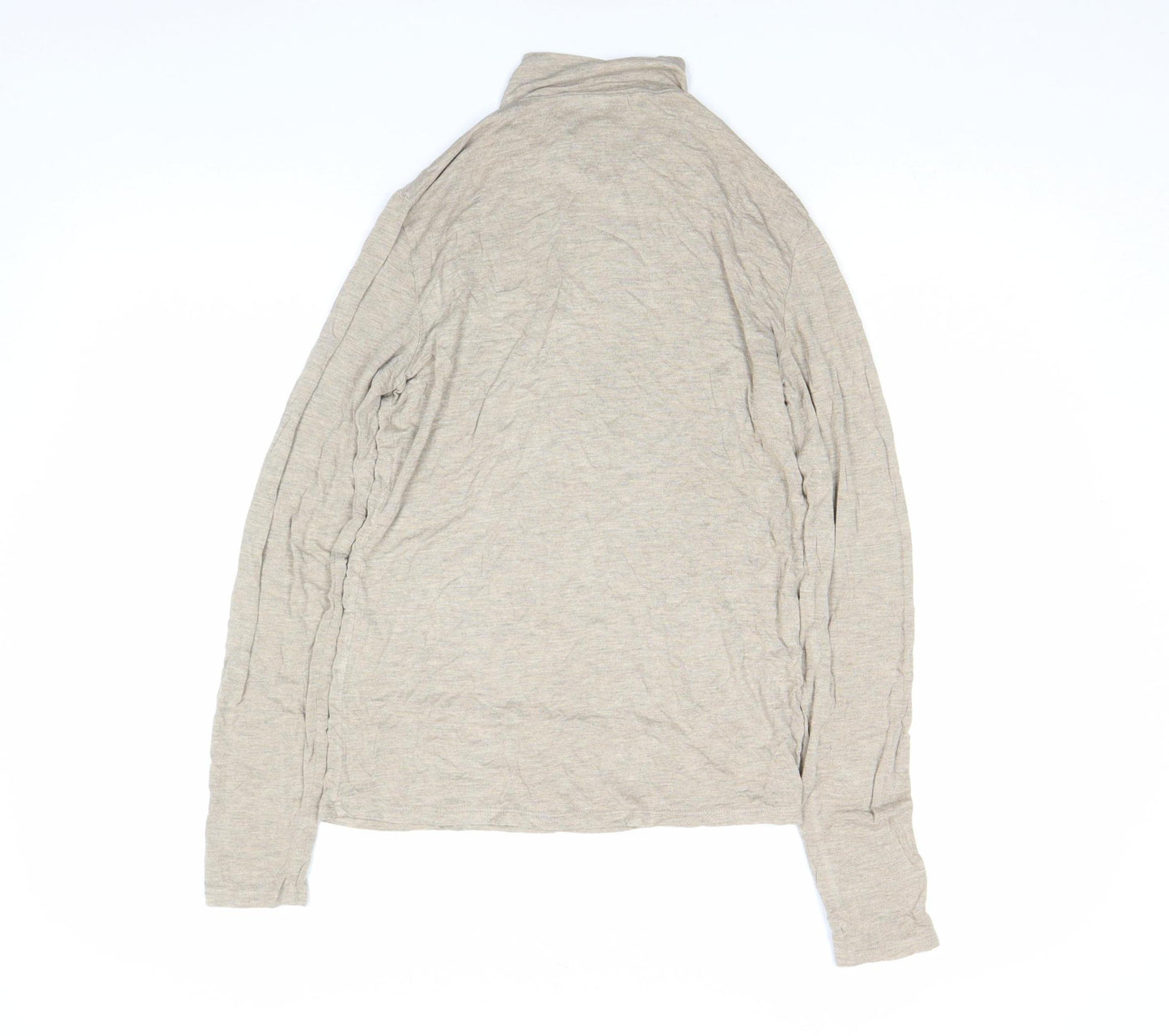 MNG Womens Beige Long Sleeve Roll Neck Jersey Top Size L