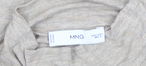 MNG Womens Beige Long Sleeve Roll Neck Jersey Top Size L
