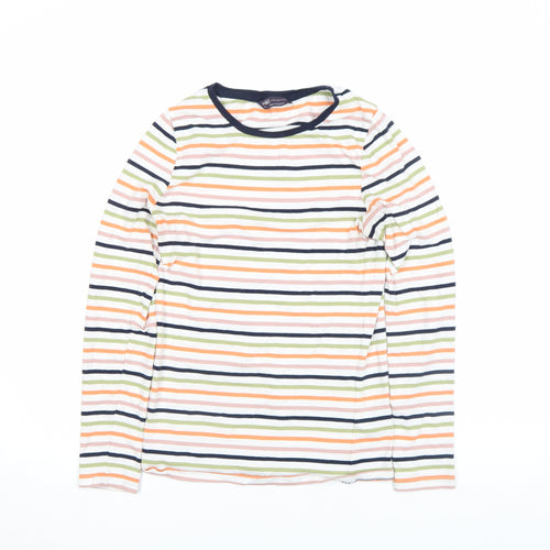 Marks and Spencer Women's Multicoloured Striped Long Sleeve Cotton T-Shirt Size 6