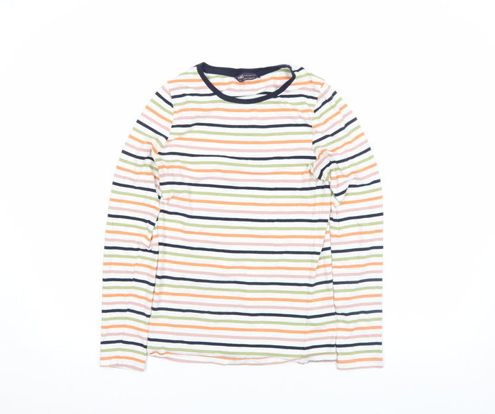Marks and Spencer Women's Multicoloured Striped Long Sleeve Cotton T-Shirt Size 6