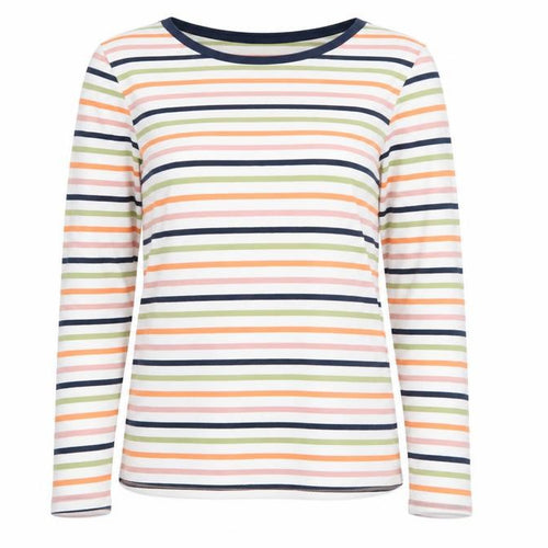 Marks and Spencer Women's Multicoloured Striped Long Sleeve Cotton T-Shirt Size 6