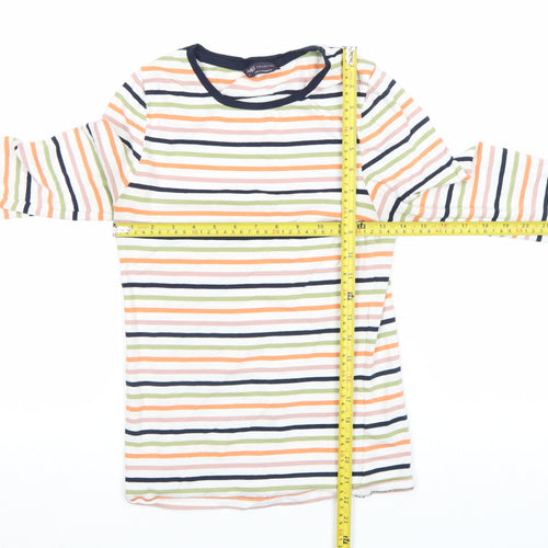 Marks and Spencer Women's Multicoloured Striped Long Sleeve Cotton T-Shirt Size 6