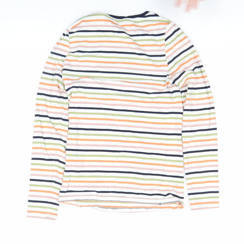 Marks and Spencer Women's Multicoloured Striped Long Sleeve Cotton T-Shirt Size 6