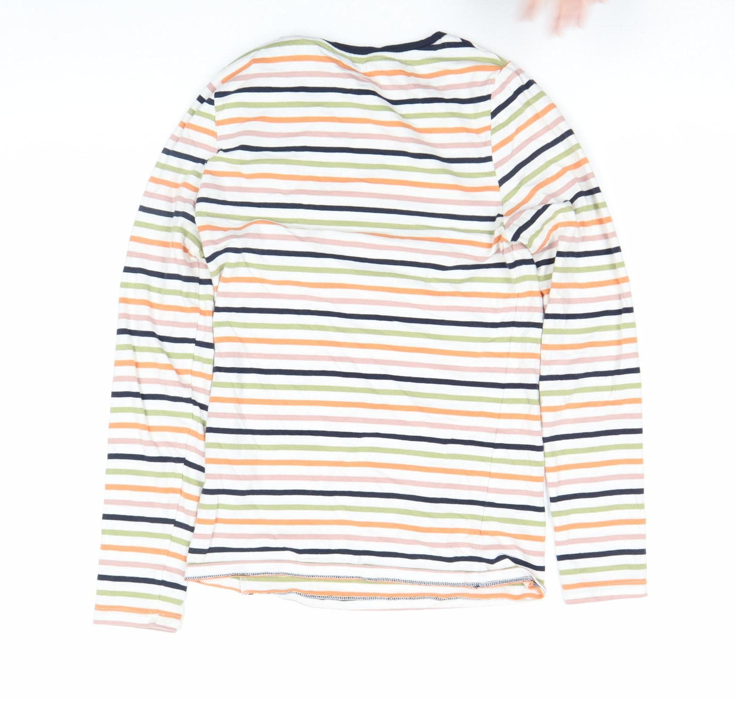 Marks and Spencer Women's Multicoloured Striped Long Sleeve Cotton T-Shirt Size 6