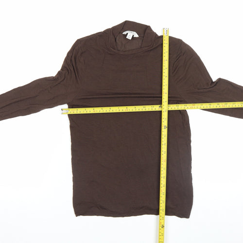 Marks and Spencer Womens Brown Roll Neck Long Sleeve Top Size 12
