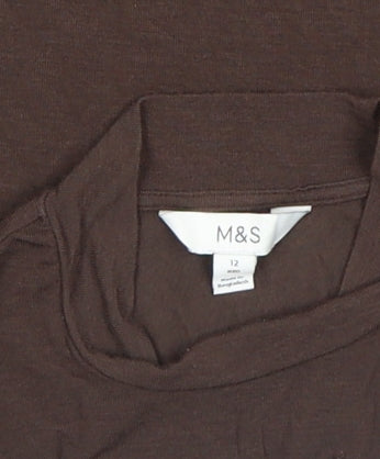 Marks and Spencer Womens Brown Roll Neck Long Sleeve Top Size 12