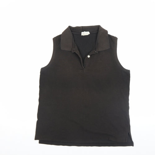 J.Crew Women's Black Cotton Sleeveless Polo Shirt M