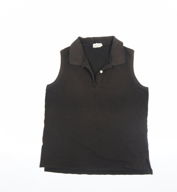 J.Crew Women's Black Cotton Sleeveless Polo Shirt M