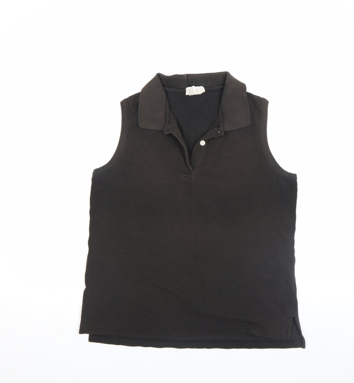 J.Crew Women's Black Cotton Sleeveless Polo Shirt M