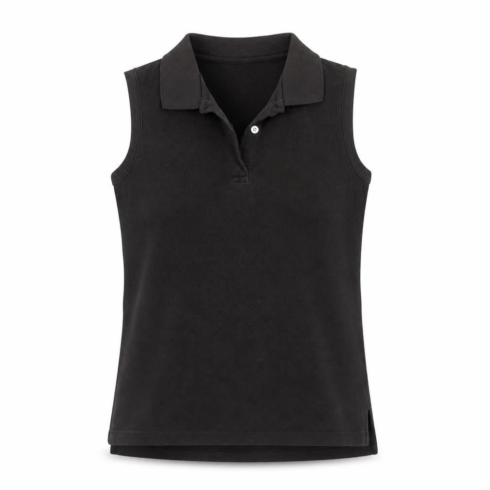 J.Crew Women's Black Cotton Sleeveless Polo Shirt M