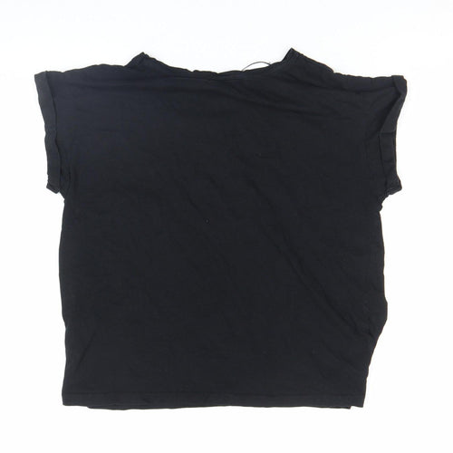 Pull&Bear Women's Black Sequin Love Print Short Sleeve T-Shirt Size M