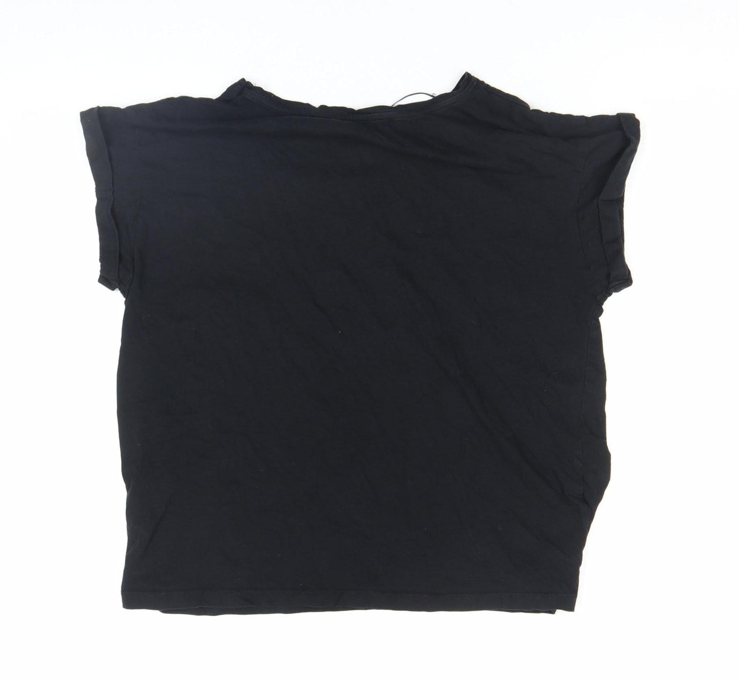Pull&Bear Women's Black Sequin Love Print Short Sleeve T-Shirt Size M