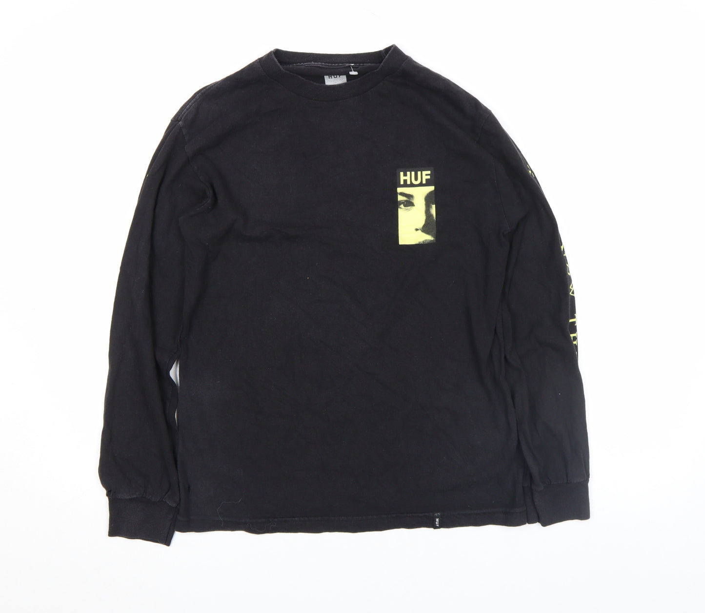 HUF Men's Black Graphic Long Sleeve Cotton T-Shirt S