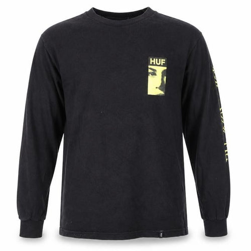 HUF Men's Black Graphic Long Sleeve Cotton T-Shirt S