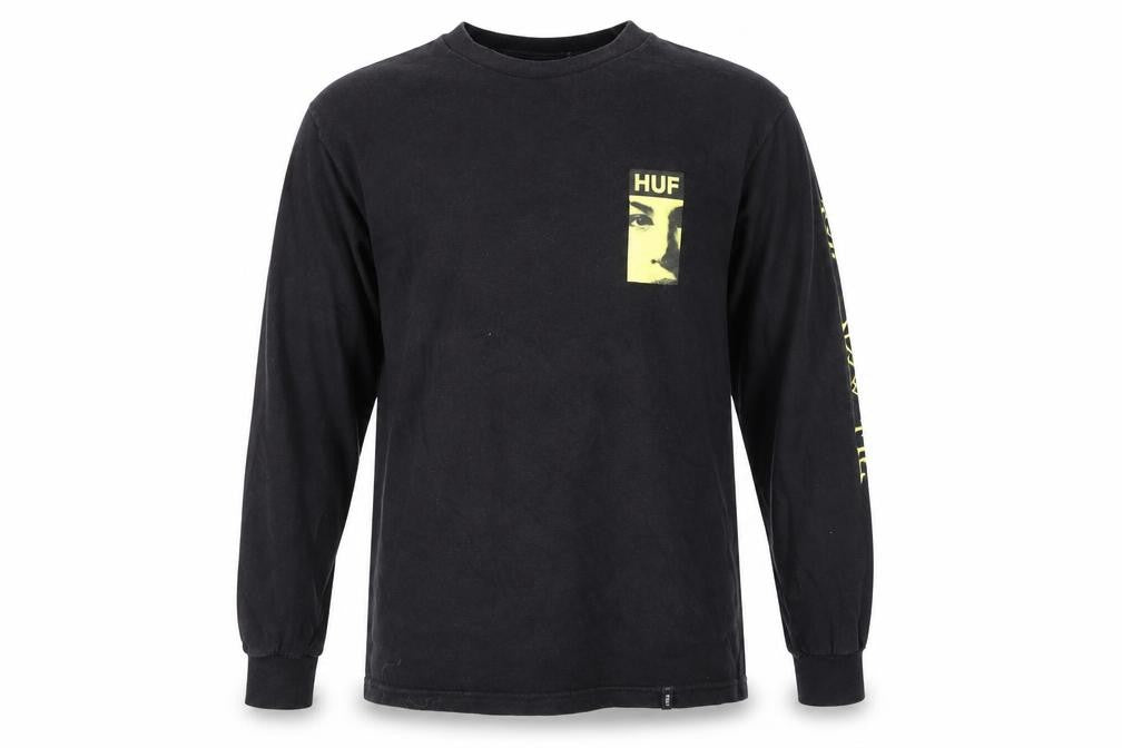 HUF Men's Black Graphic Long Sleeve Cotton T-Shirt S