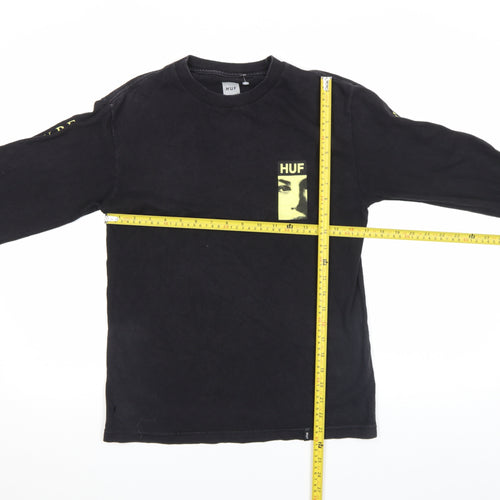 HUF Men's Black Graphic Long Sleeve Cotton T-Shirt S