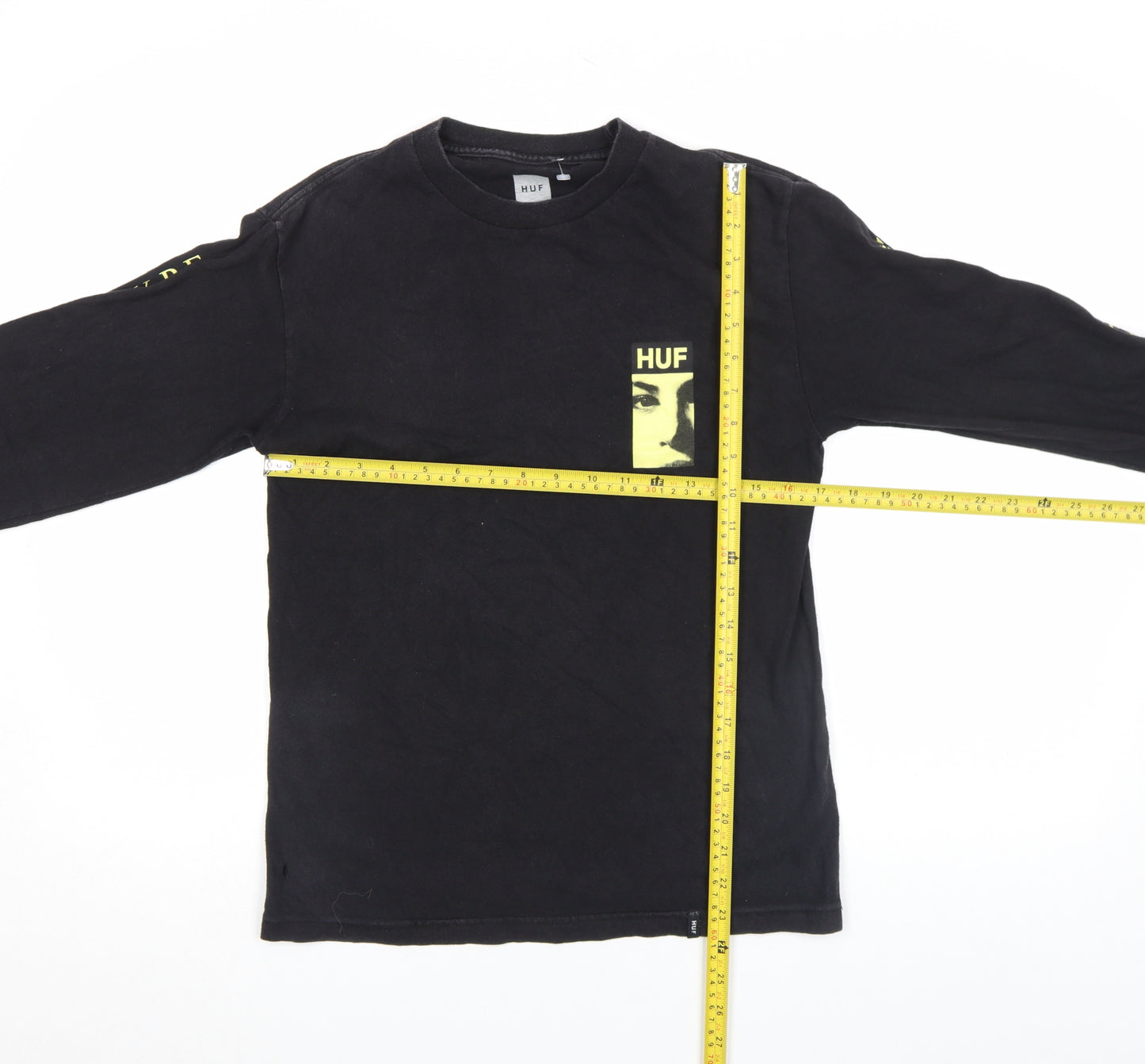 HUF Men's Black Graphic Long Sleeve Cotton T-Shirt S