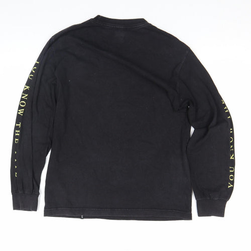 HUF Men's Black Graphic Long Sleeve Cotton T-Shirt S