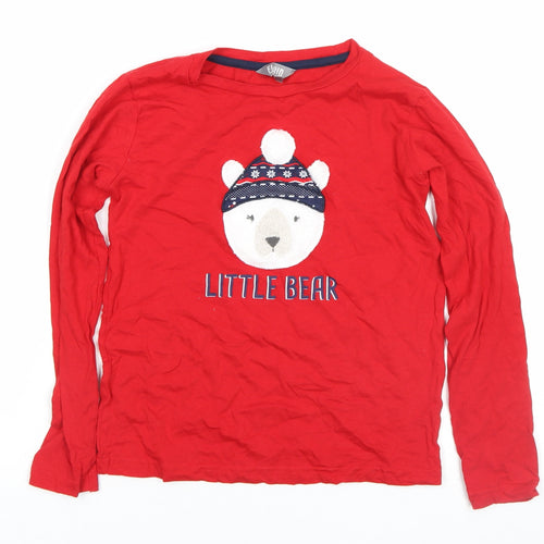 Fluid Girls Red Little Bear Long Sleeve Cotton T-Shirt 9-10 Years