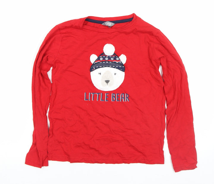 Fluid Girls Red Little Bear Long Sleeve Cotton T-Shirt 9-10 Years