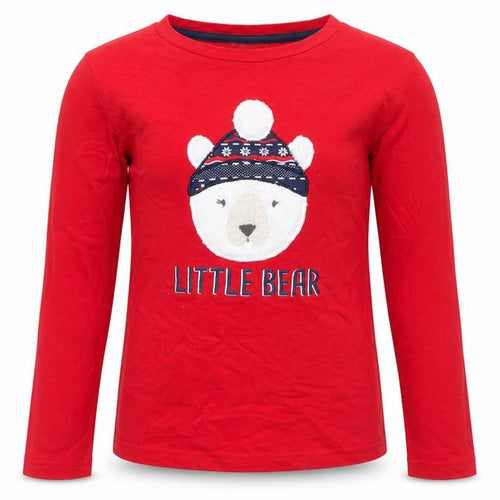 Fluid Girls Red Little Bear Long Sleeve Cotton T-Shirt 9-10 Years