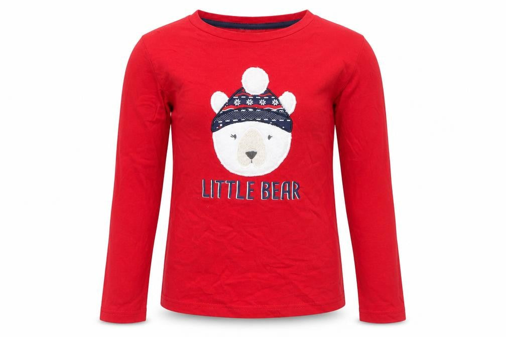 Fluid Girls Red Little Bear Long Sleeve Cotton T-Shirt 9-10 Years