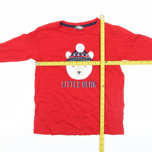 Fluid Girls Red Little Bear Long Sleeve Cotton T-Shirt 9-10 Years