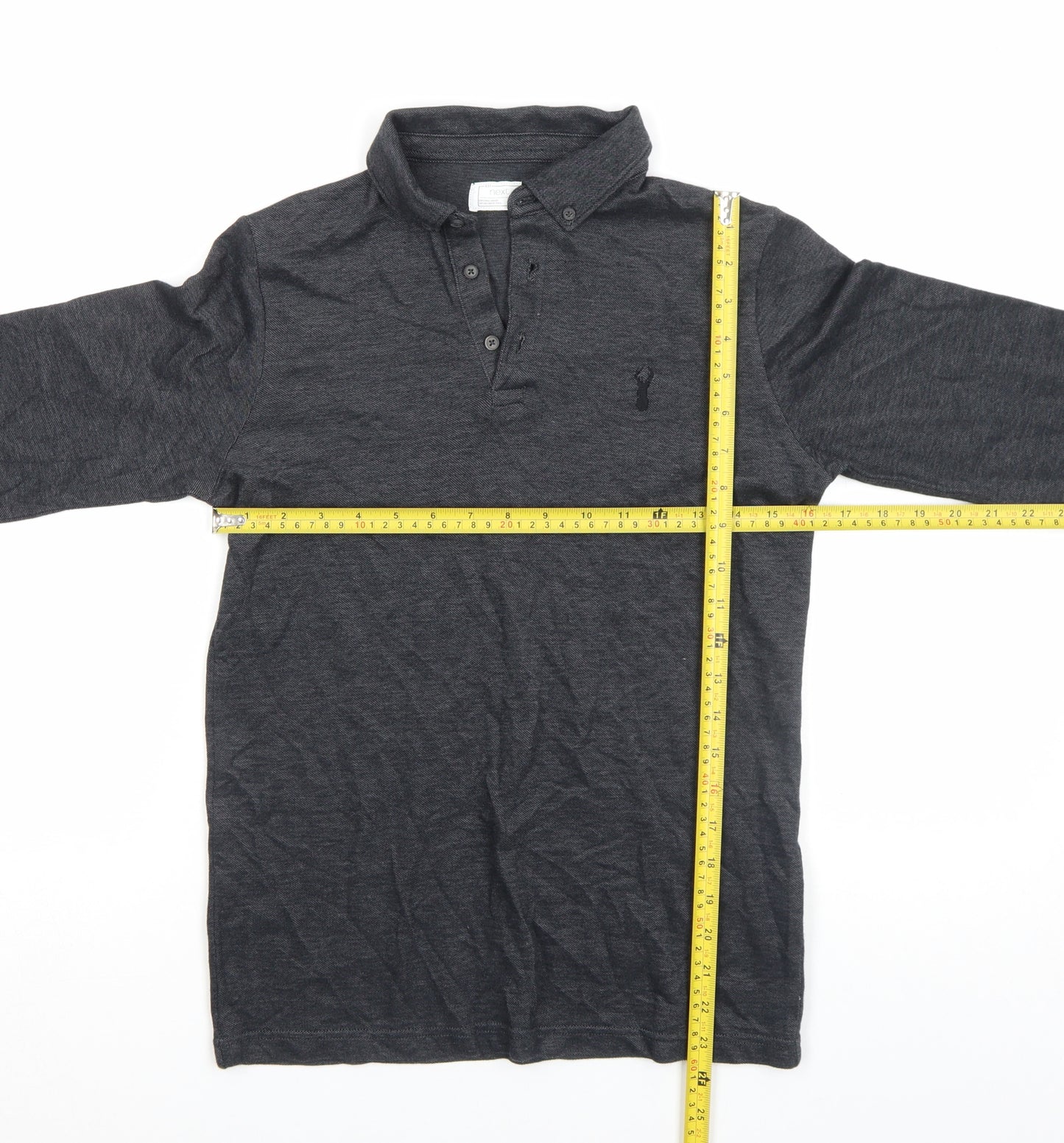 Next Girls Black Long Sleeve Polo Shirt Size 14 Years Cotton Blend