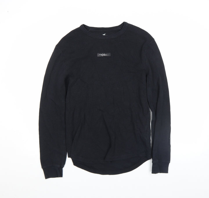 Hollister Men's Black Long Sleeve Crew Neck Casual Top Size S