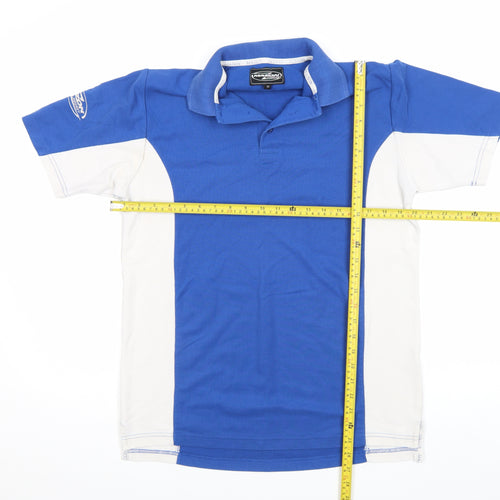 Mazon Men’s Blue & White Colourblock Hockey Polo Shirt Size M