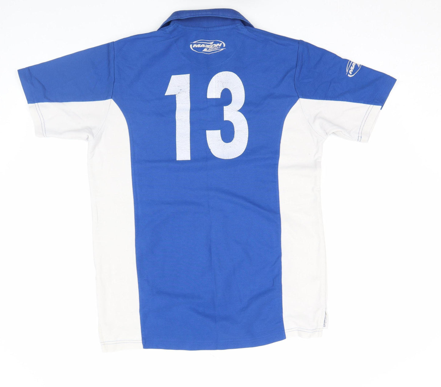 Mazon Men’s Blue & White Colourblock Hockey Polo Shirt Size M