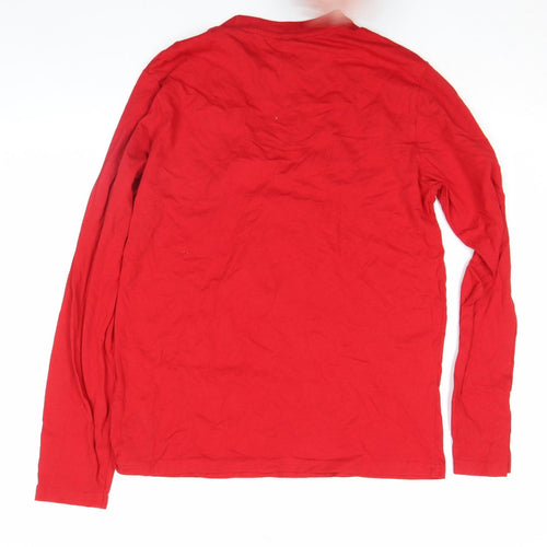 Primark Men's Red #TeamSanta Long Sleeve Christmas Top Size M
