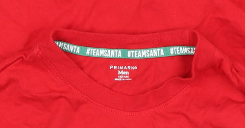 Primark Men's Red #TeamSanta Long Sleeve Christmas Top Size M