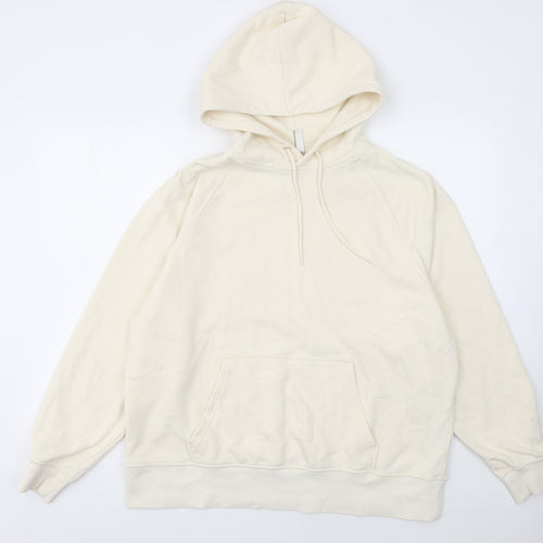 H&M Women Ivory Pullover Hoodie Size 14 Cotton Blend